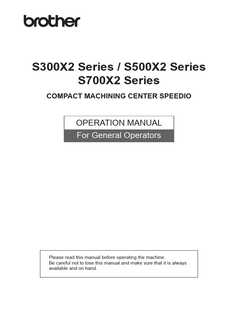 Speedio S300X2 - S500X2 - S700X2 - Operation Manual For General ...