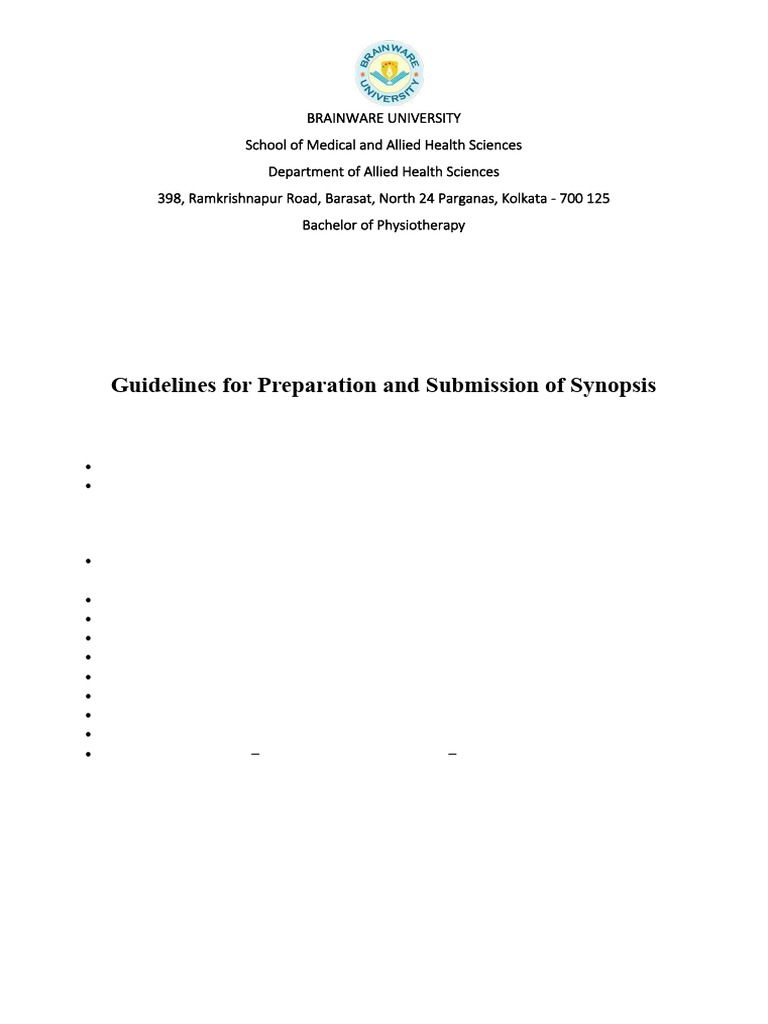 Guidelines For Preparation and Submission of Synopsis | PDF