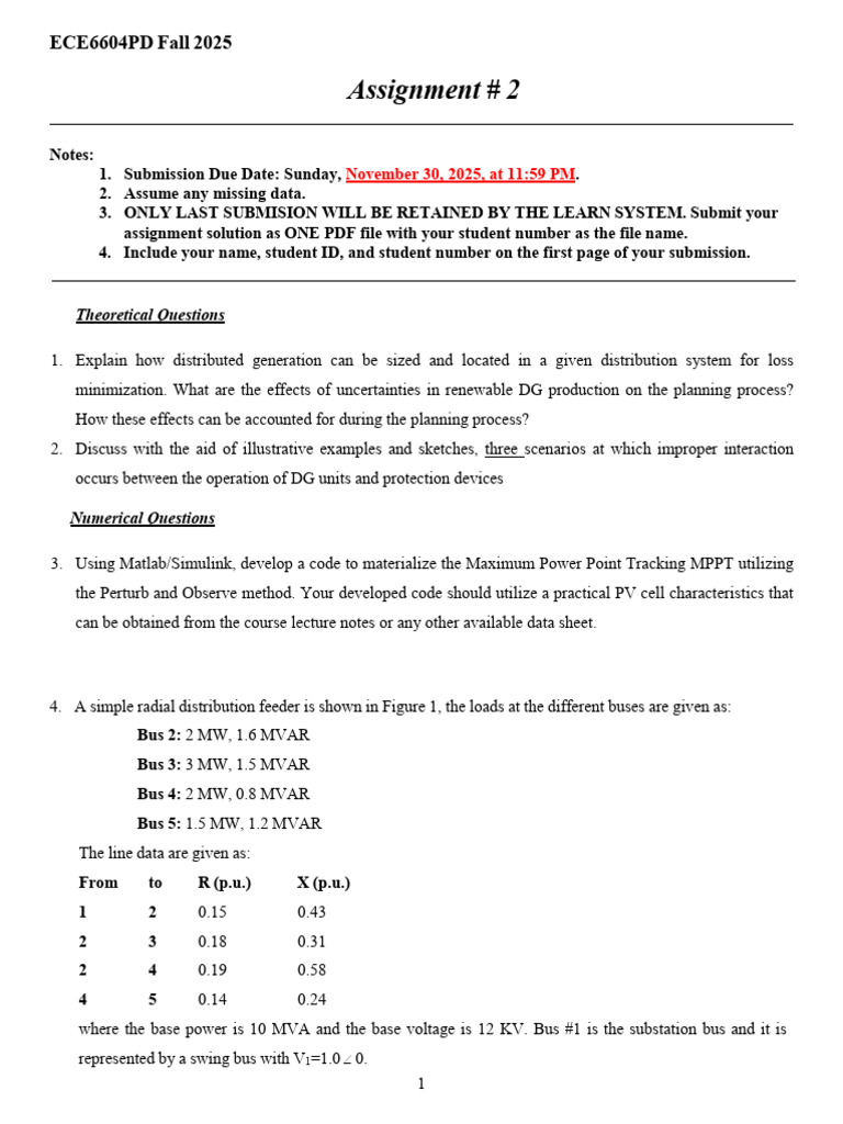 ECE66604 Assignment 2 | PDF | Voltage | Power (Physics)