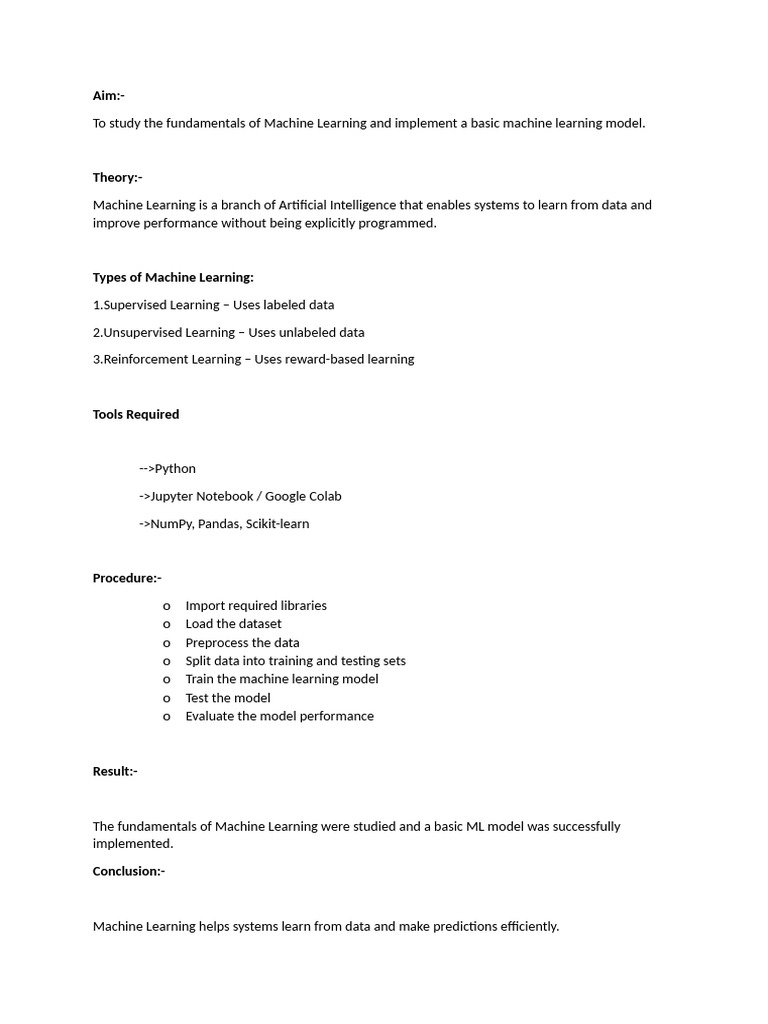 Fundamentals of ML | PDF