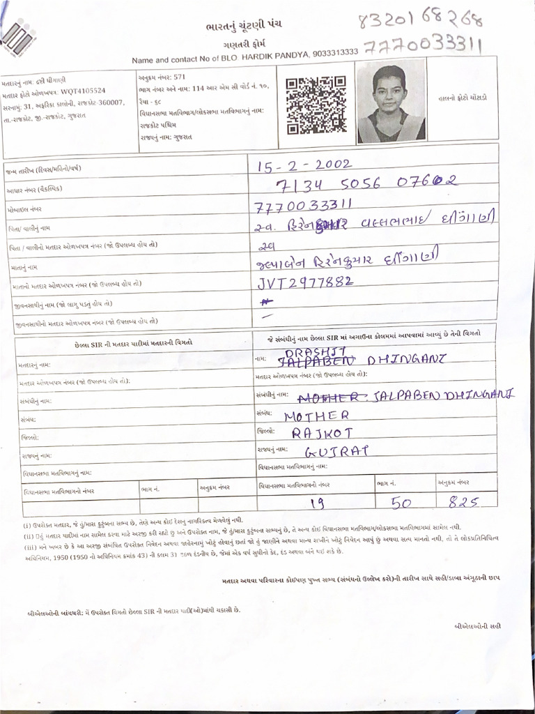 Drashti SIR Election Form | PDF