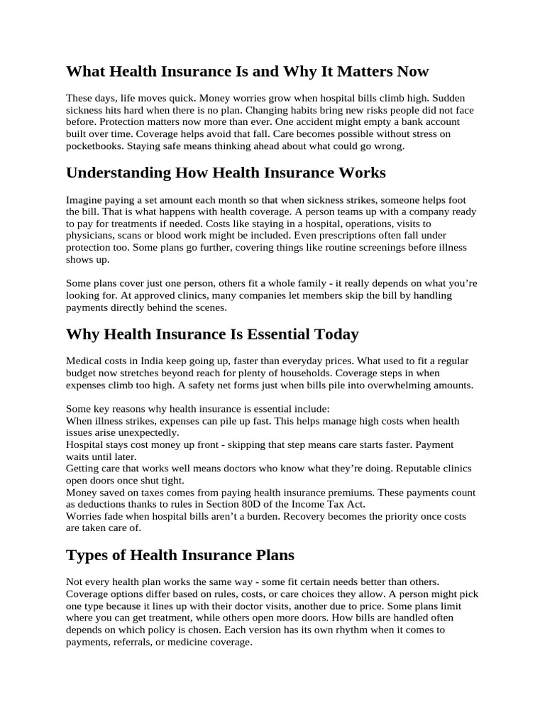 Sample Article Insurance | PDF | Insurance | Health Care
