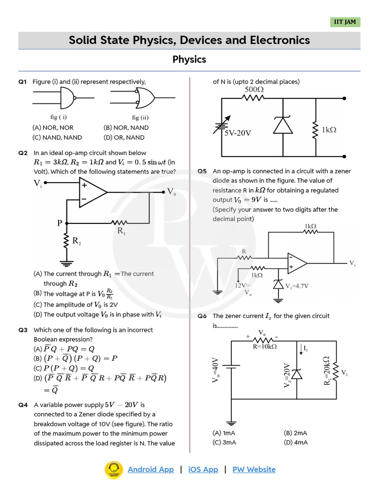 IIT JAM - Solid State Physics, Devices and Electronics - Answers 28-01 ...