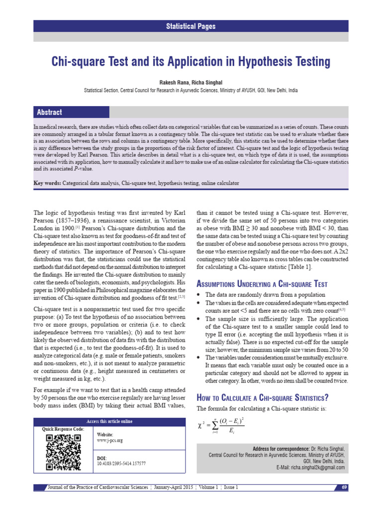 Chi Square Test and Its Application in Hypothesis.17 | PDF | Chi ...