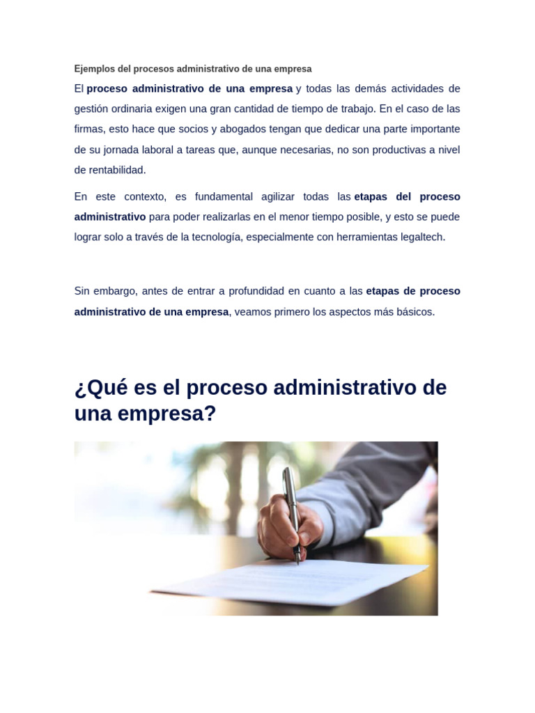 Ejemplos Del Procesos Administrativo de Una Empresa | PDF ...