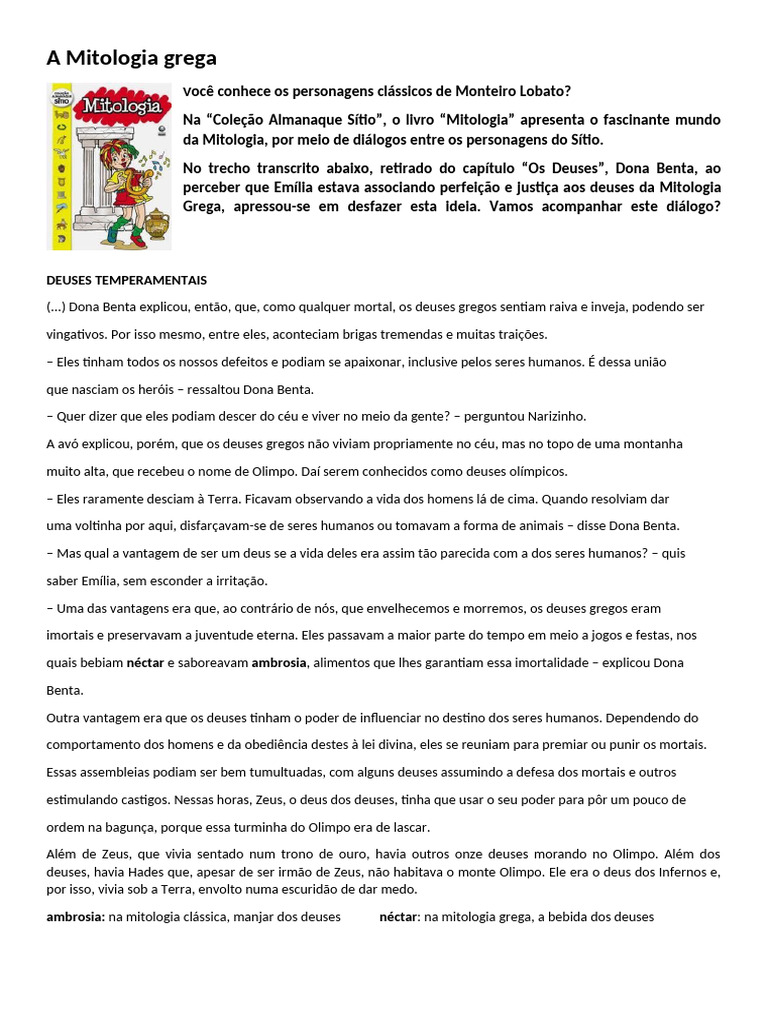A Mitologia Grega | PDF | Mitologia grega | Pensamento