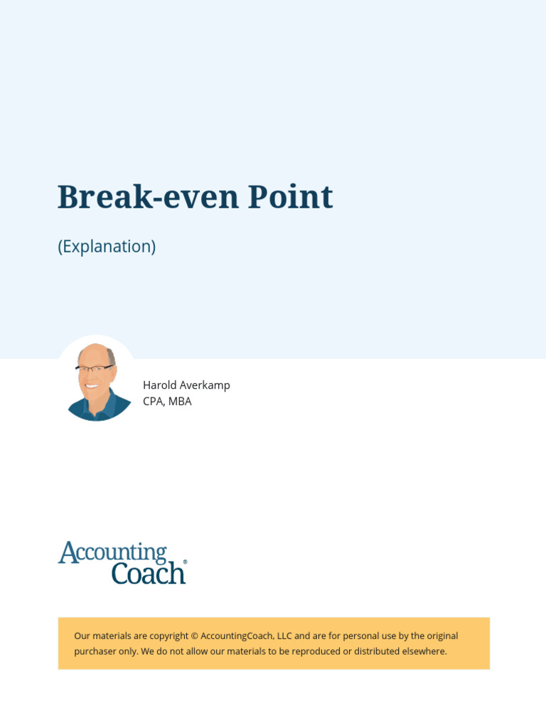 27 Break Even Point Explanation | PDF | Economies | Business Economics