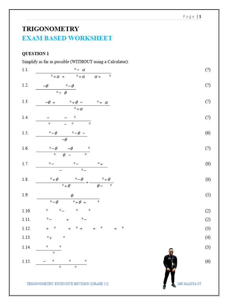 Trigonometry Exam Based Work Shef | PDF | Trigonometry | Elementary ...