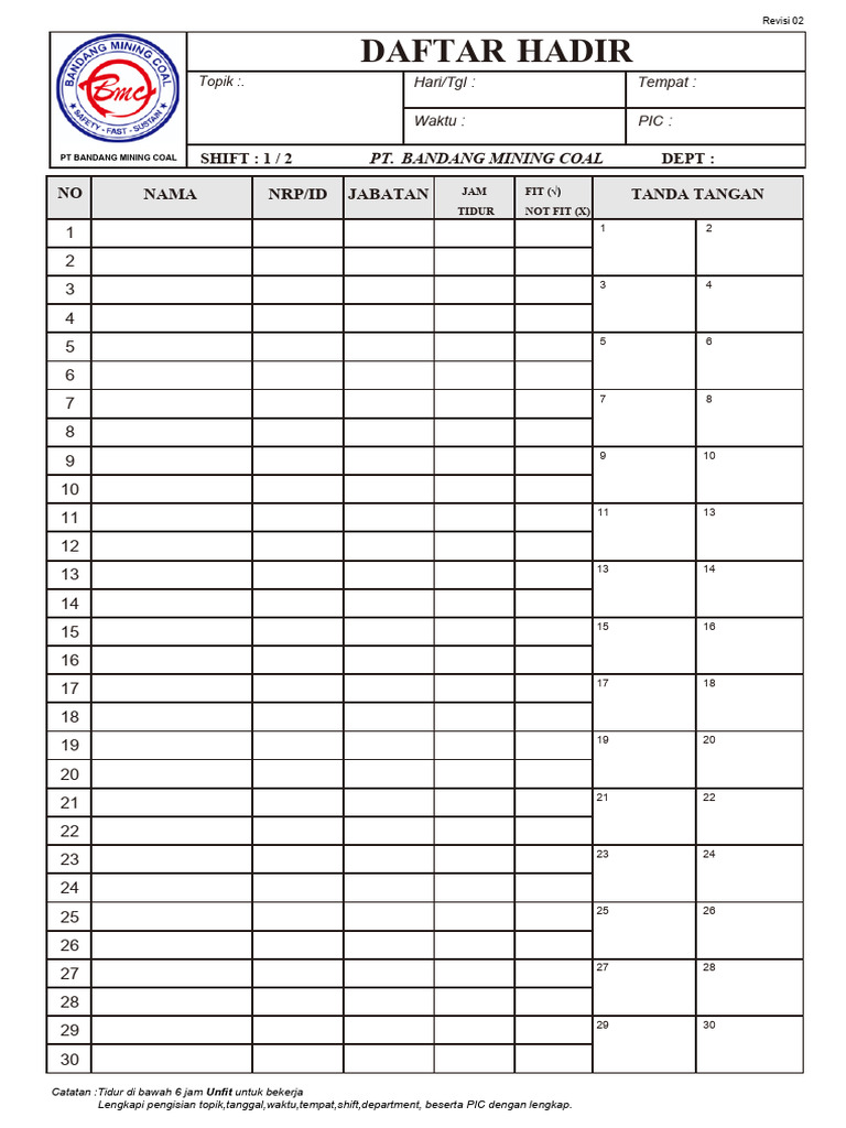 Format Absen Revisi 2 | PDF