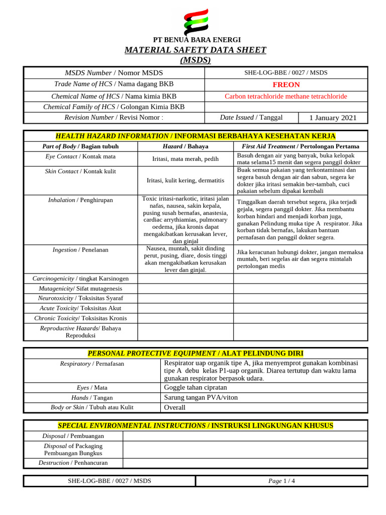 MSDS Freon N | PDF