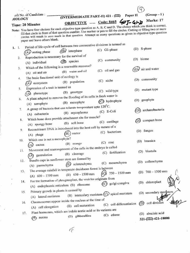 Biology 12 GUJ (G1+G2) 21 | PDF