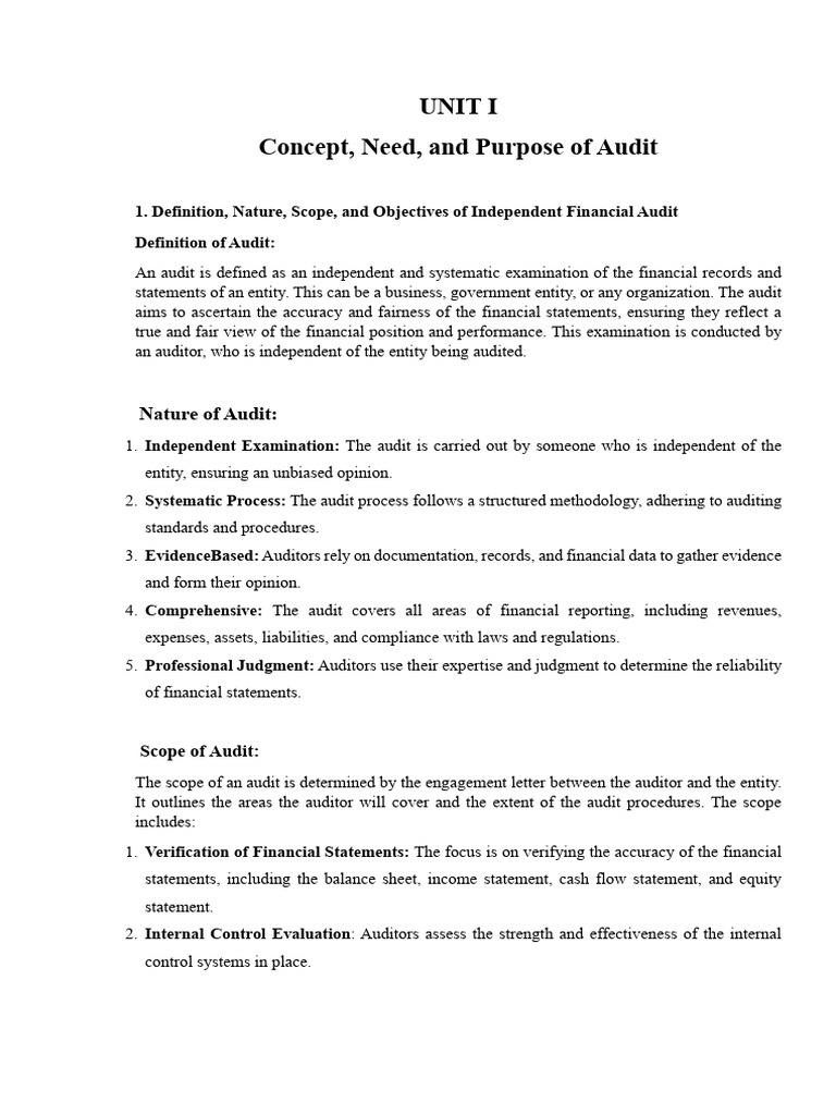 Audit B.com Sem 5 Cbcs 1st Chap Notes | PDF | Audit | Internal Control