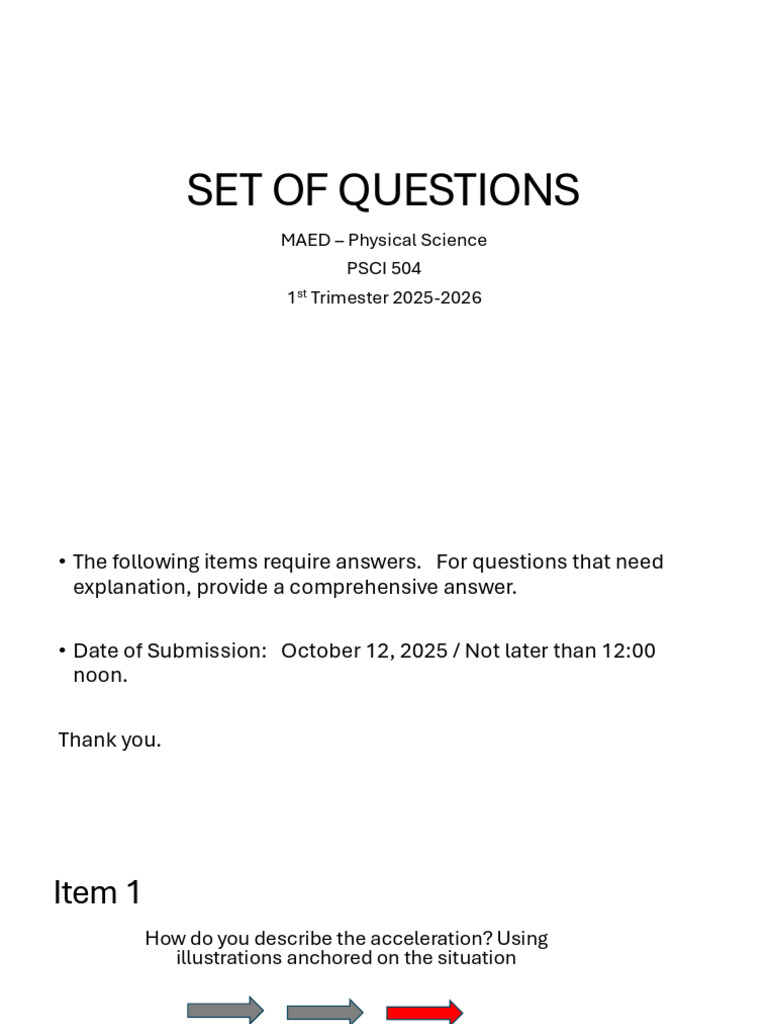 SET OF QUESTIONS | PDF | Force | Acceleration