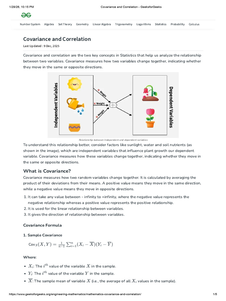Covariance and Correlation - GeeksforGeeks | PDF | Covariance ...