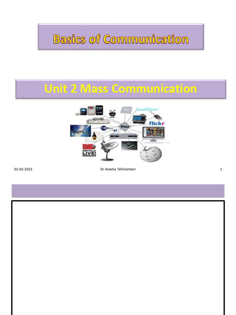 Lecture 3 (Unit - 2 Characteristics of Mass Communication) | PDF