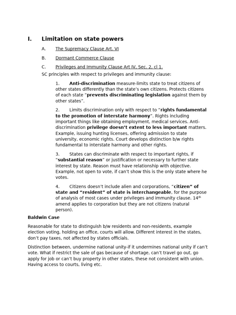 Limitation On State Powers | PDF | Presidents Of The United States ...
