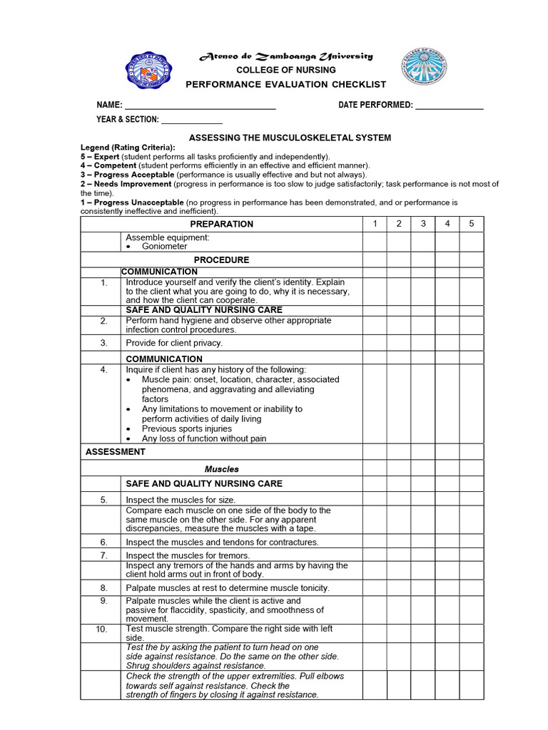 Assessing The Musculoskeletal System WITH CORE COMPETENCY | PDF ...