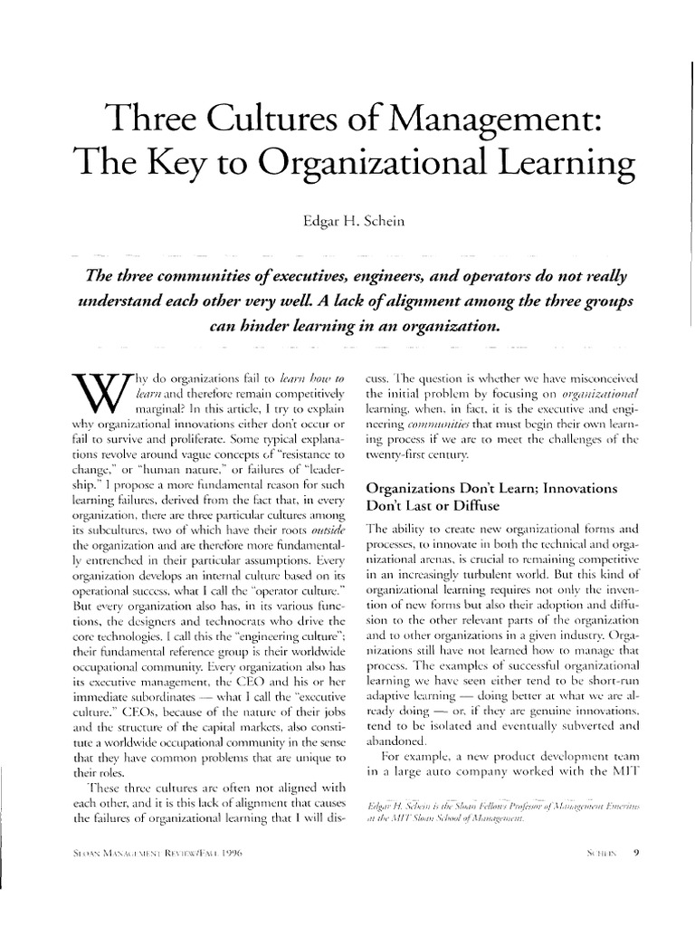 SCHEIN (1996) - Three Cultures of Management Schein | PDF