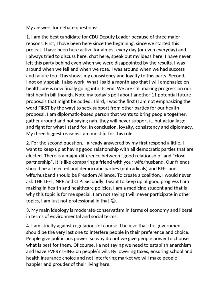 My Answers for Debate Questions | PDF | Taxes