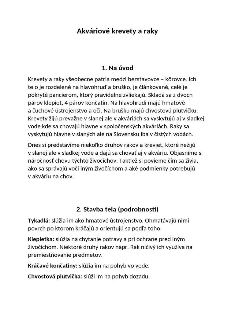 Krevety a Raky | PDF