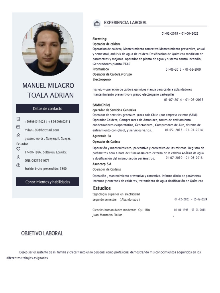 Hoja de Vida Manuel Toala (1) (1) | PDF