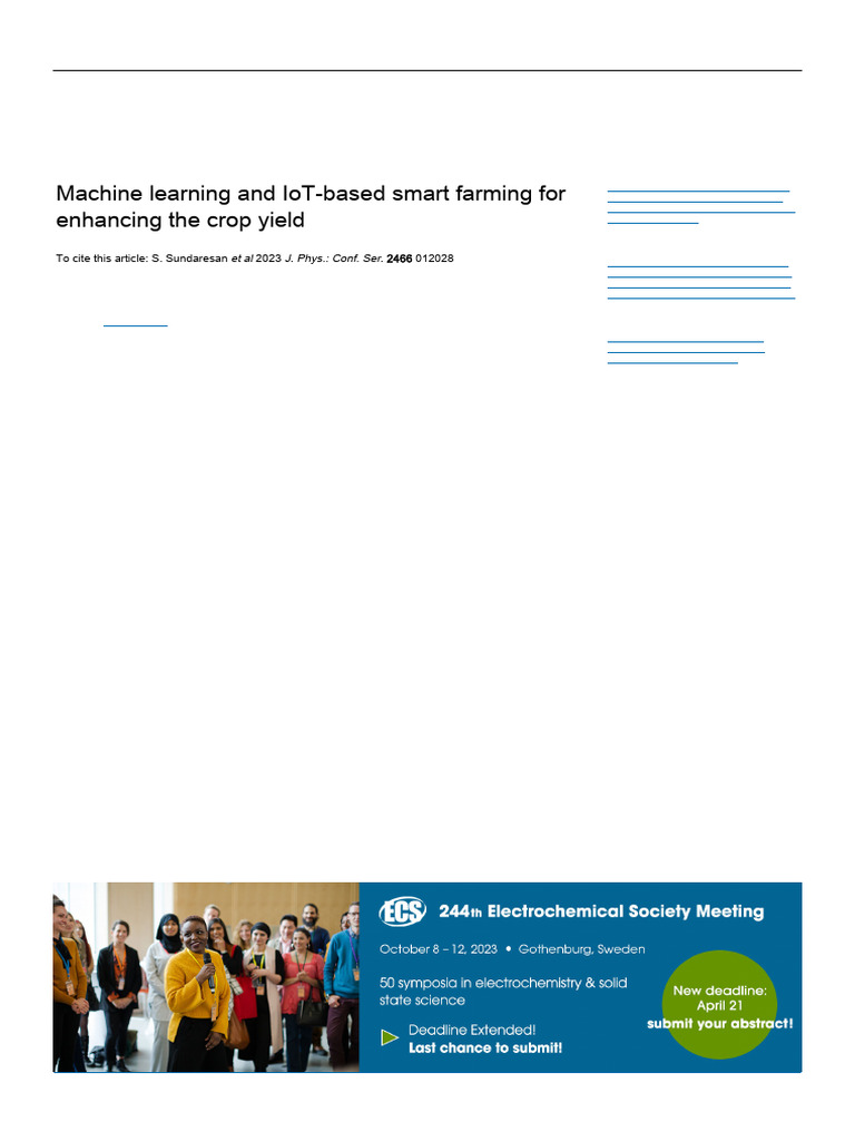 Machine Learning and IoT-based Smart Farming for e | PDF | Artificial ...