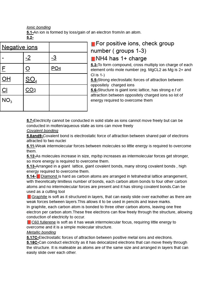 General Answers - Notes Part 2 Chem | PDF | Ion | Chemical Bond