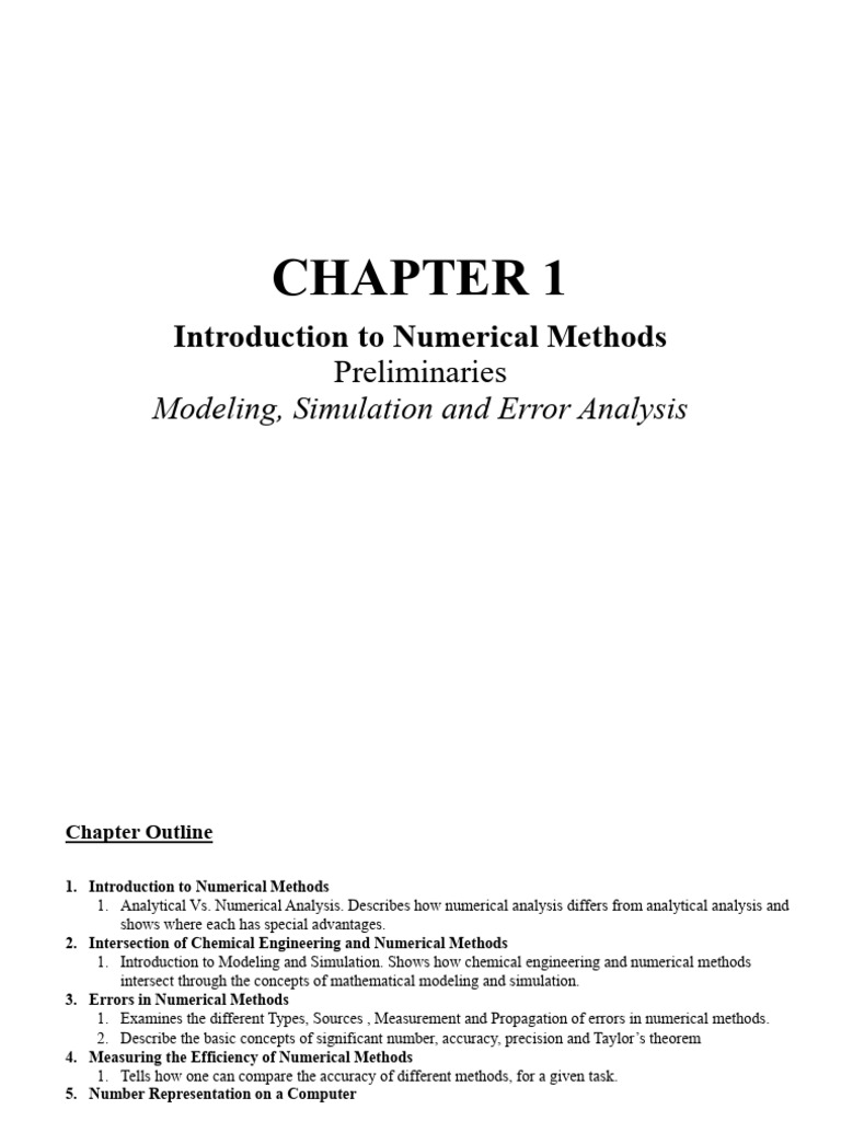 Chapter 1 Introduction To Numerical Methods Preliminaries Modeling ...