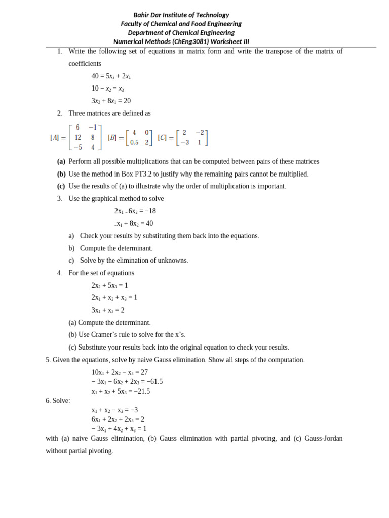 Work Sheet 3 | PDF