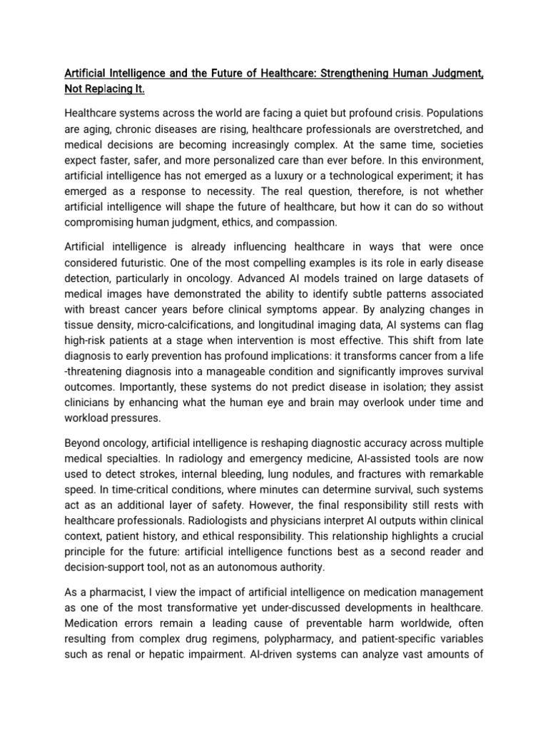 Artificial Intelligence and The Future of Healthcare | PDF | Health ...