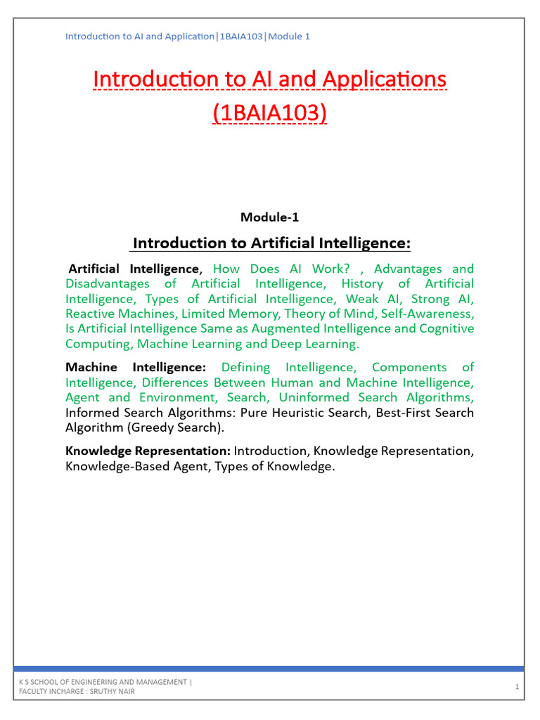Introduction To AI and Applications Notes - G Sec | PDF | Artificial ...