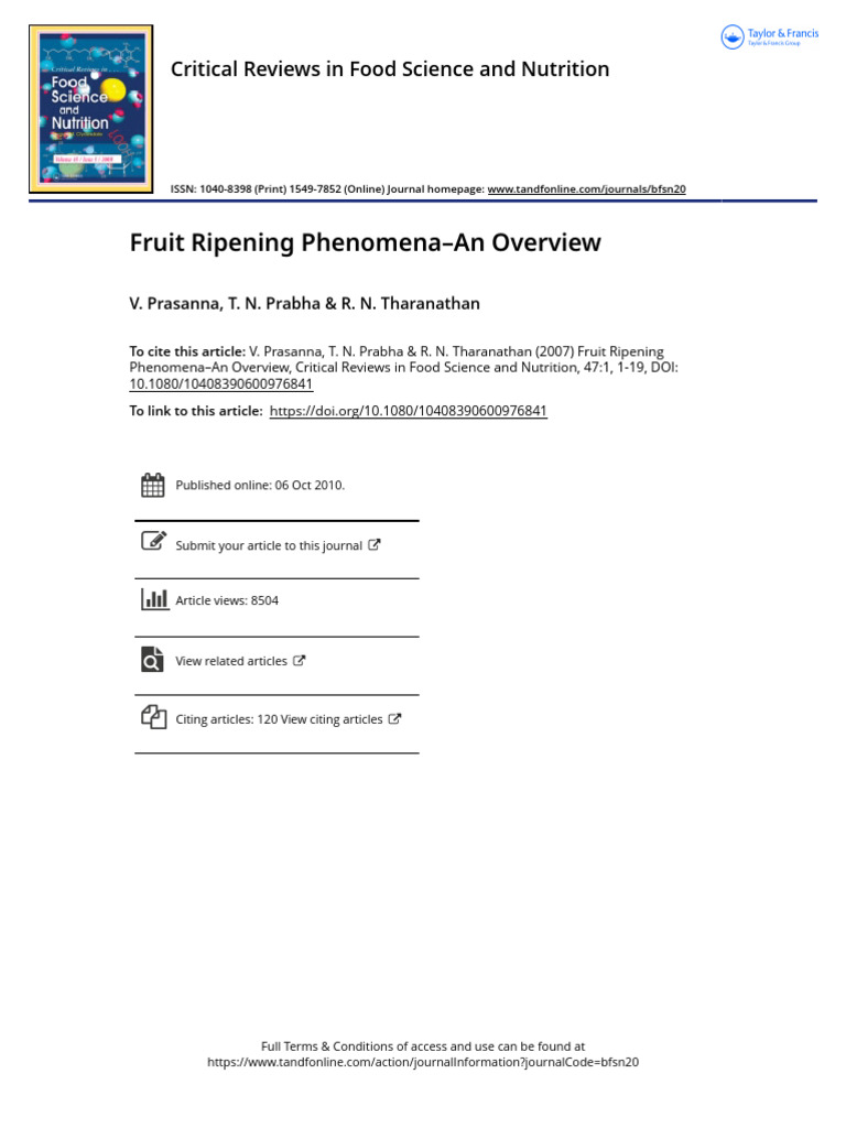 Fruit Ripening Phenomena An Overview | PDF | Cell Wall