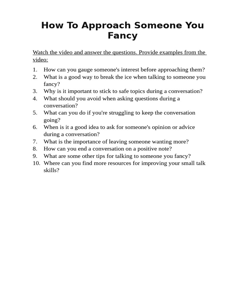 How To Approach Someone You Fancy | PDF