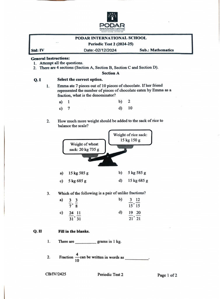 PT - 2 Grade 4 Math | PDF