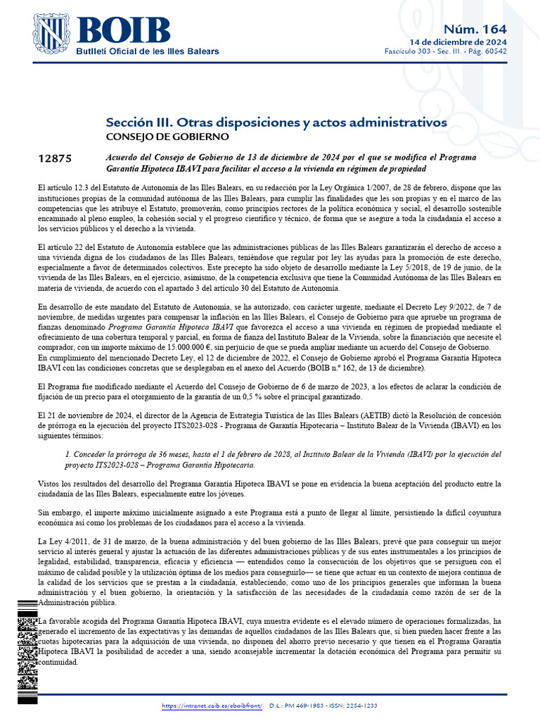 BOIB Num. 164 de 14 Diciembre de 2024 | PDF | Hipotecas
