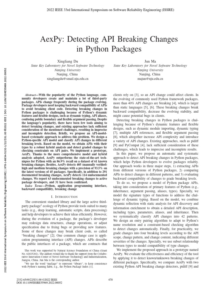 AexPy Detecting API Breaking Changes in Python Packages | PDF | Class ...