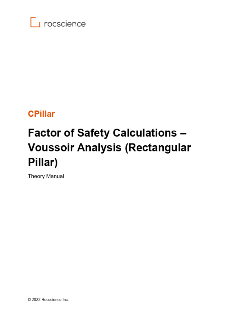 CPillar Theory Manual Safety Factor Calculations Voussoir Rectangle ...