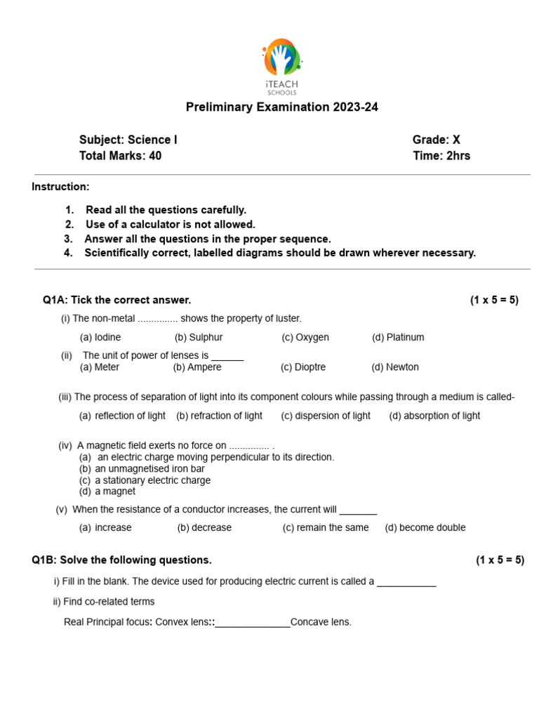 Science 1 Mock Paper 2 | PDF | Heat | Liquids