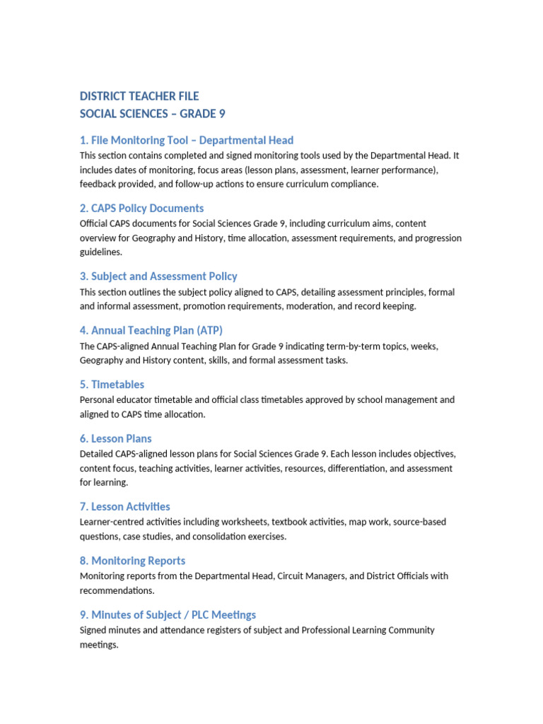 FULL Social Sciences Grade 9 District File | PDF | Lesson Plan | Curriculum