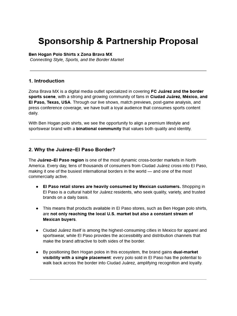 Sponsorship & Partnership Proposal ZBMX | PDF | Ciudad Juárez | Brand