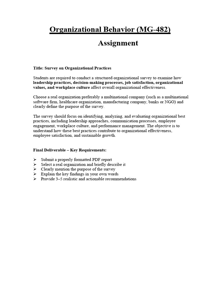OB Survey Assignment | PDF
