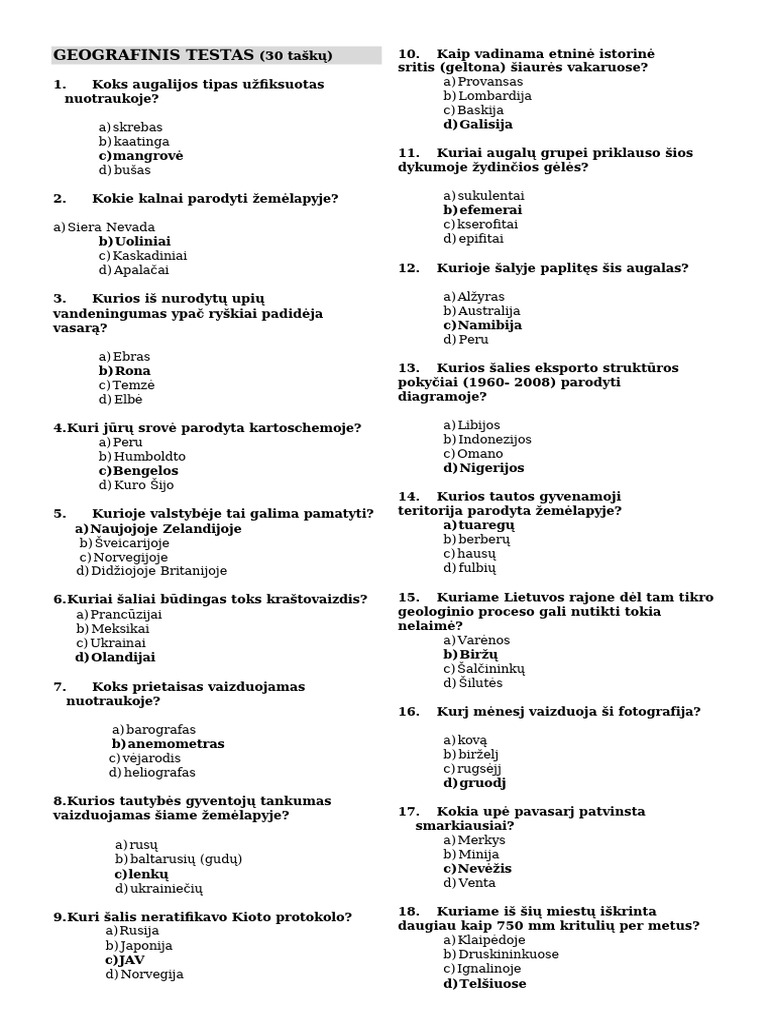 Testas Atsakymai b9r9 | PDF
