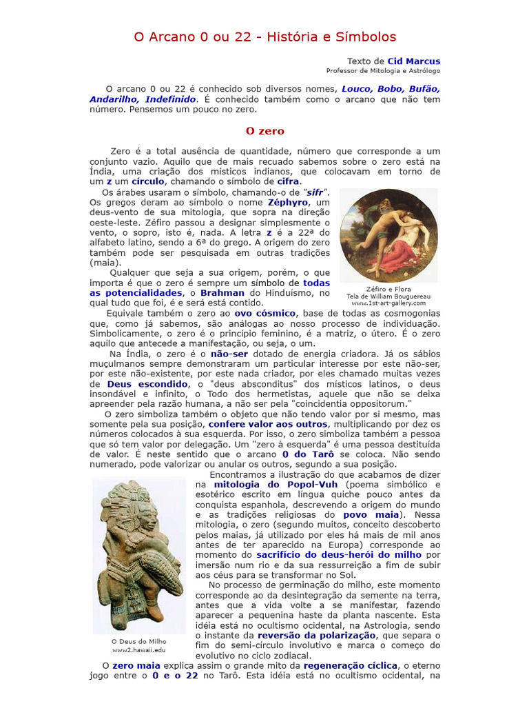 Pesquisas 06 O Arcano 0 Ou 22 - História e Símbolos | PDF | Cabala | Tarô