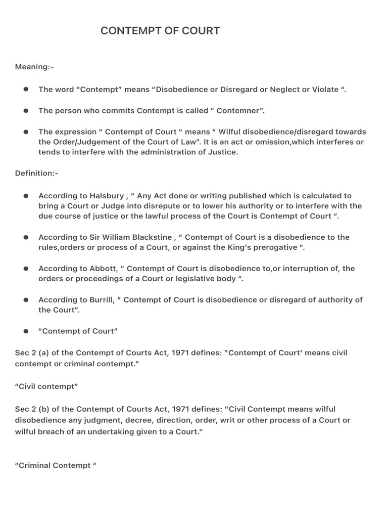 Contempt of Court-1 | PDF | Contempt Of Court | Practice Of Law