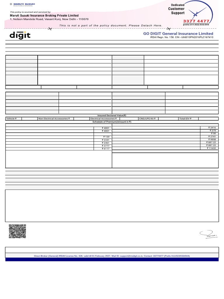 Policy Swift Dzire r0002335325 | PDF | Deductible | Insurance