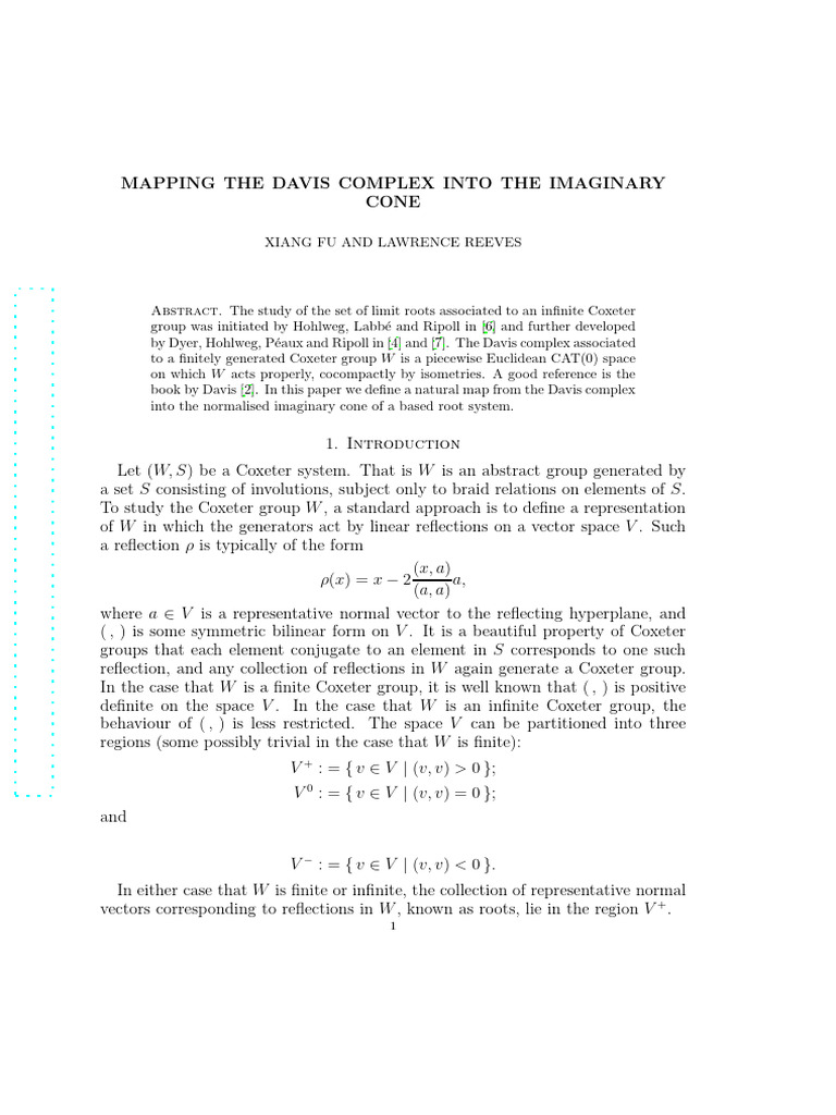Mapping The Davis Complex Into The Imaginary Cone | PDF | Group ...