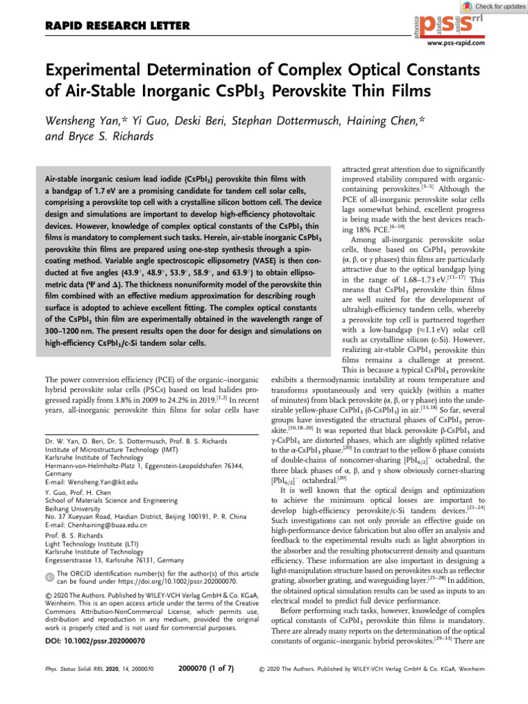 2020 -PSS_Rapid Research Letters_ Yan - Experimental Determination of ...