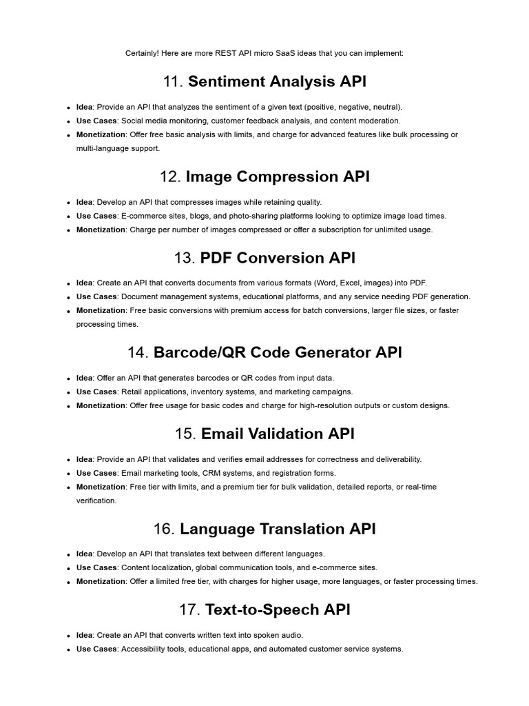 REST API Micro SaaS Ideas 2 | PDF | Qr Code | Barcode