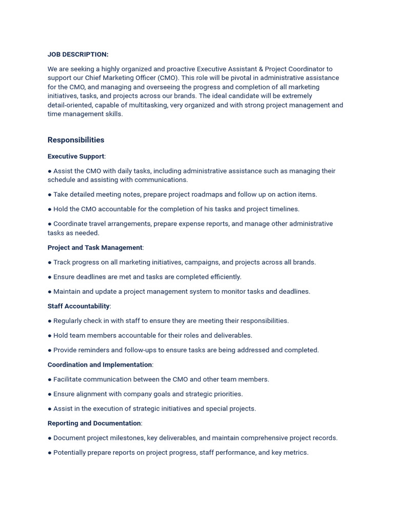 Executive Assistant JD | PDF