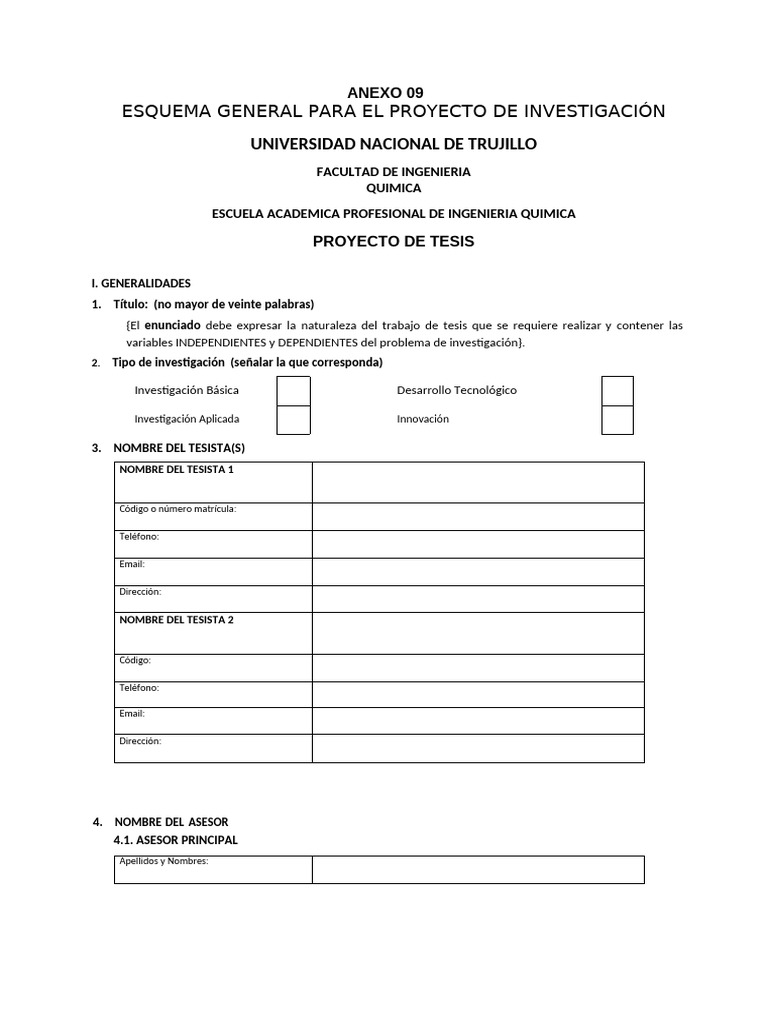 Esquema de Proyecto de Tesis | PDF | Hipótesis | Presupuesto